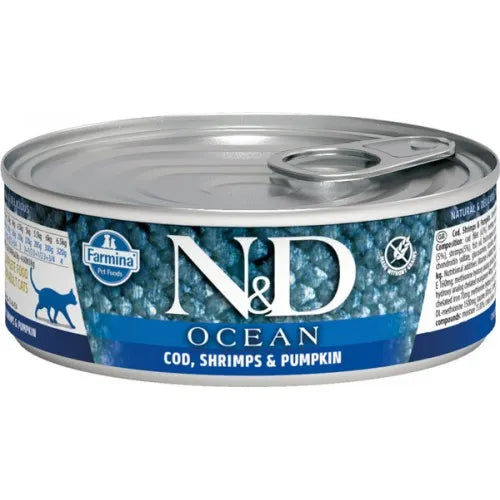 Farmina N&D Ocean Zucca Merluzzo Gamberetti 70g Lattina