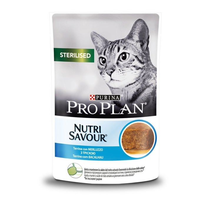 Purina Pro Plan Nutrisavour Sterilised Pezzetti in Mousse con Merluzzo 75g