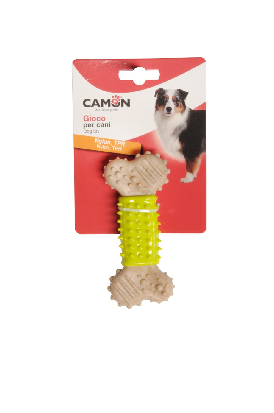 Camon Gioco per Cani - Osso in Nylon e TPR con Punte 16,5cm