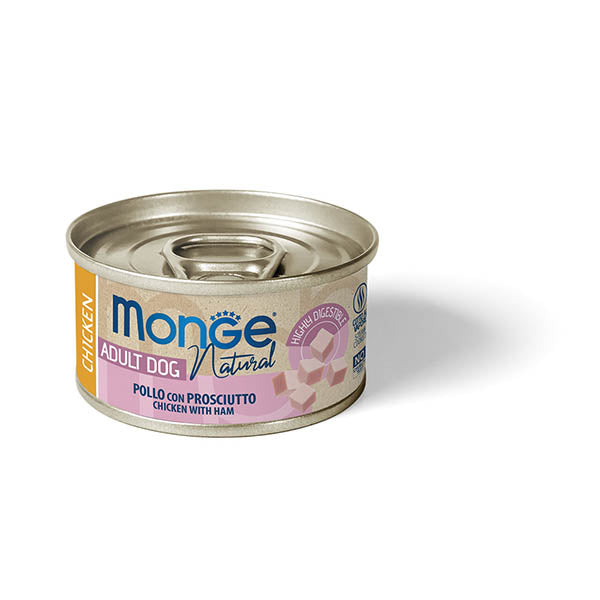 Monge Cane Natural Pollo Prosciutto 95g Lattina