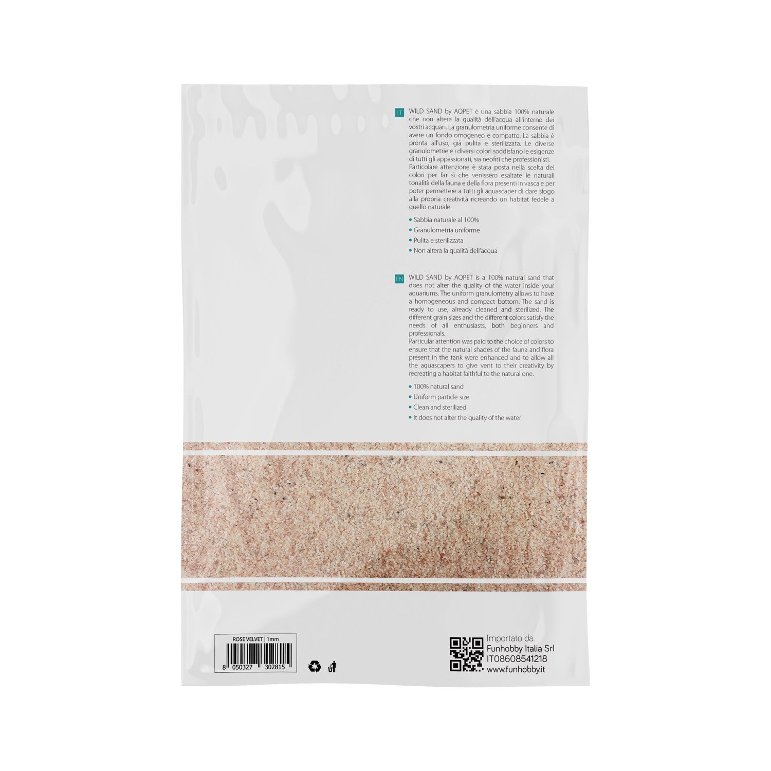 AQPET Wild Sand Rose Velvet 5kgG Sabbia Naturale per Acquari d’Acqua Dolce