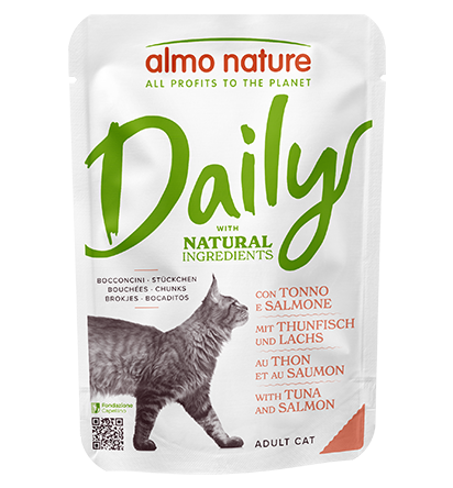 Almo Nature Daily con Tonno e Salmone 70 g – Cibo Completo per Gatti Adulti
