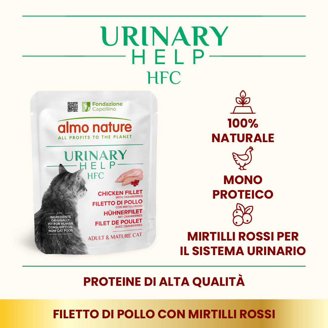 Alimento umido Almo Nature Urinary Help Pollo Mirtilli 50 g per gatti adulti