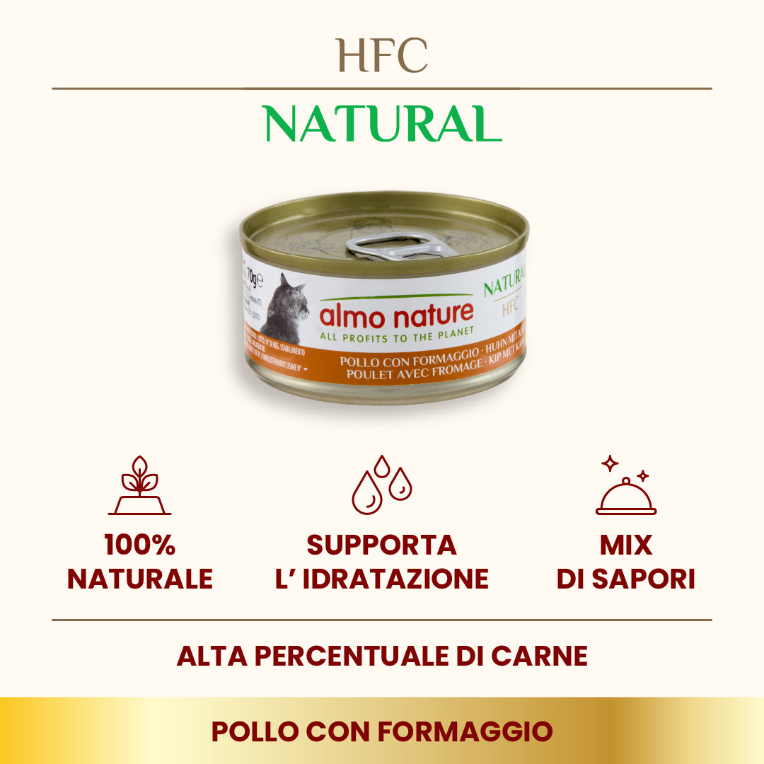 Almo Nature HFC Natural Cats Pollo con Formaggio 70g