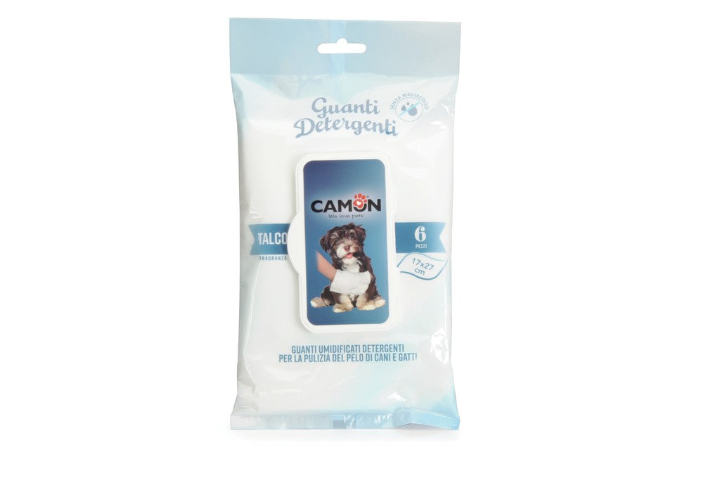 Camon - Guanti Detergenti al Talco per Animali Domestici (6 pz)