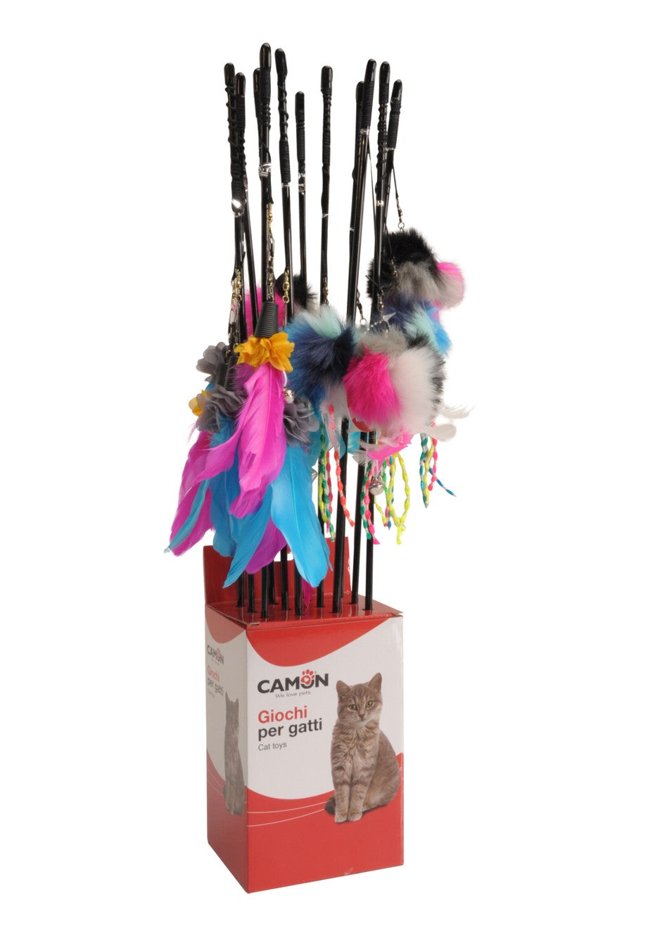 Camon Cannetta per Gatti 61 cm – Con Giochi Piumati Assortiti