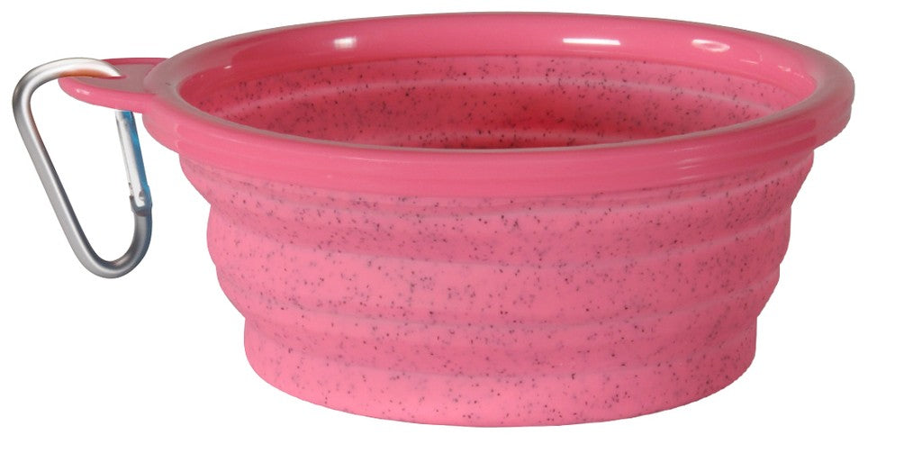 Ciotola pieghevole Camon silicone rosa con confezione e moschettone, colore casuale non selezionabile