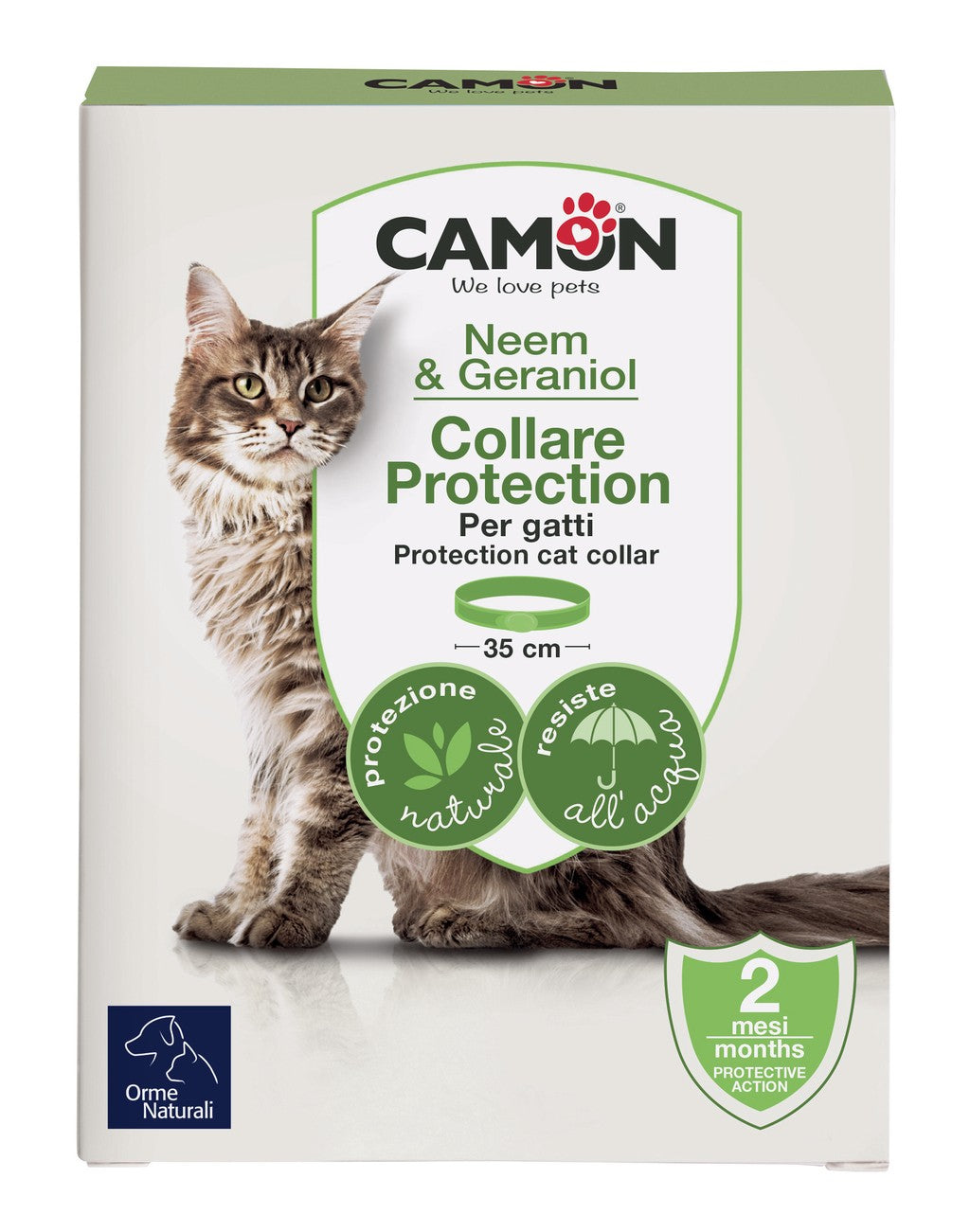 Collare barriera Camon verde per gatti, lunghezza 35cm, flessibile e resistente all'acqua