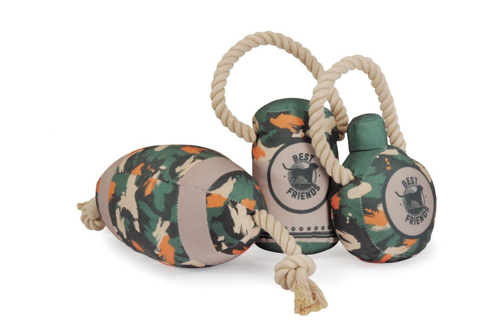 Gioco per cani Camon con squeaker e maniglia in cotone, formato assortito 15-33 cm