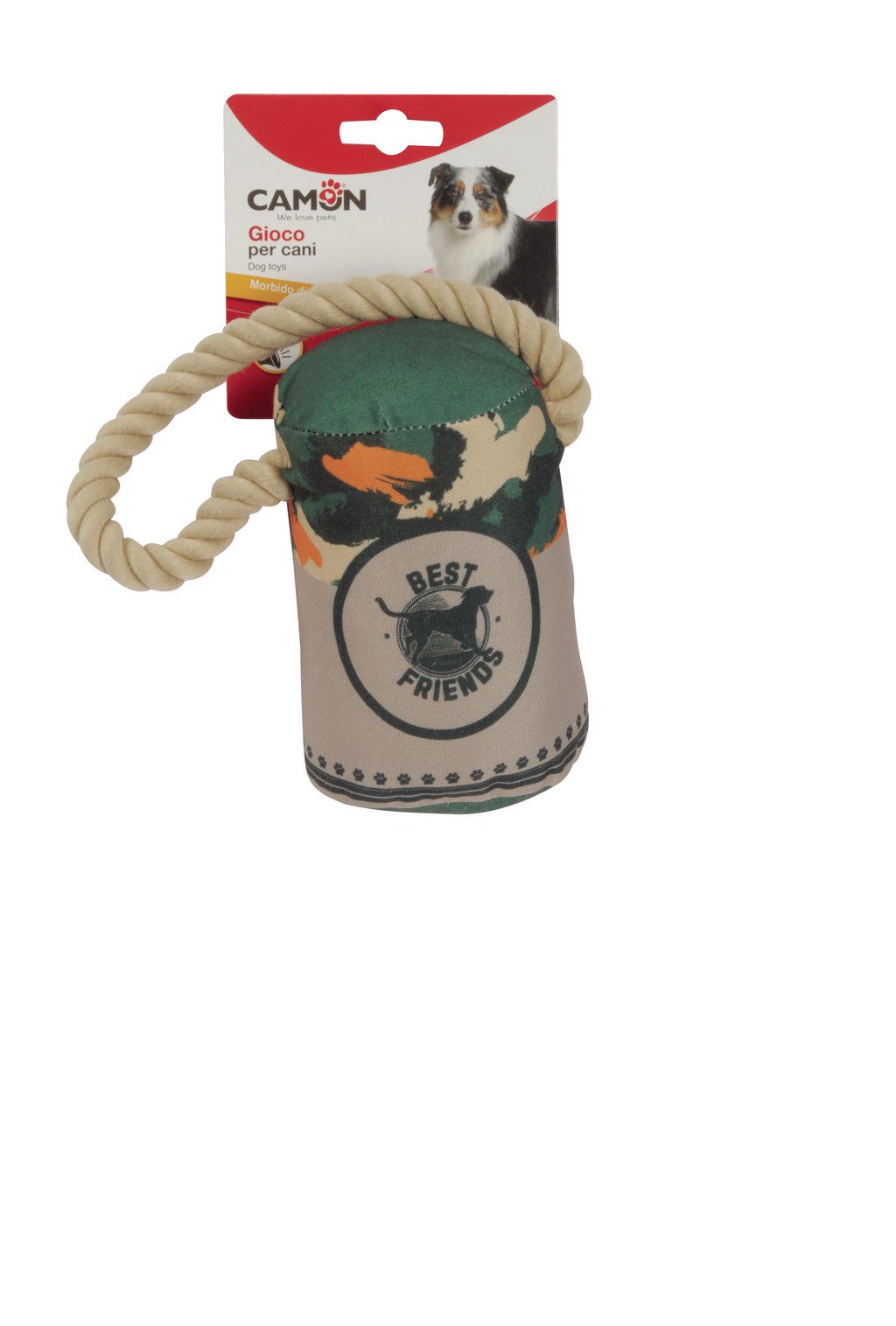Gioco per cani Camon con squeaker e maniglia in cotone, formato assortito 15-33 cm