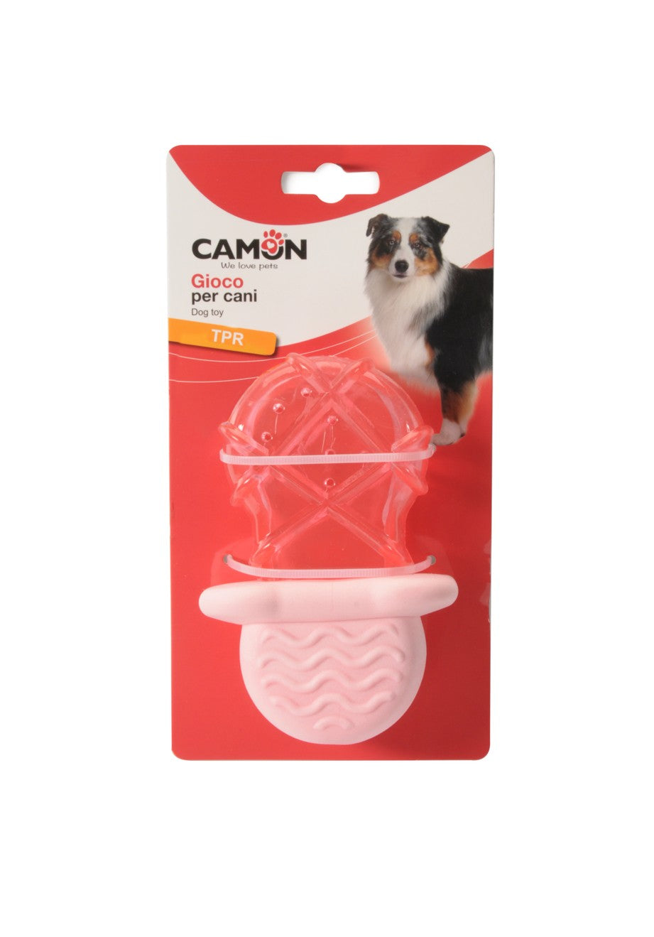 Gioco per cani Camon in TPR a forma di ciuccio 13 cm assortito rosa o azzurro