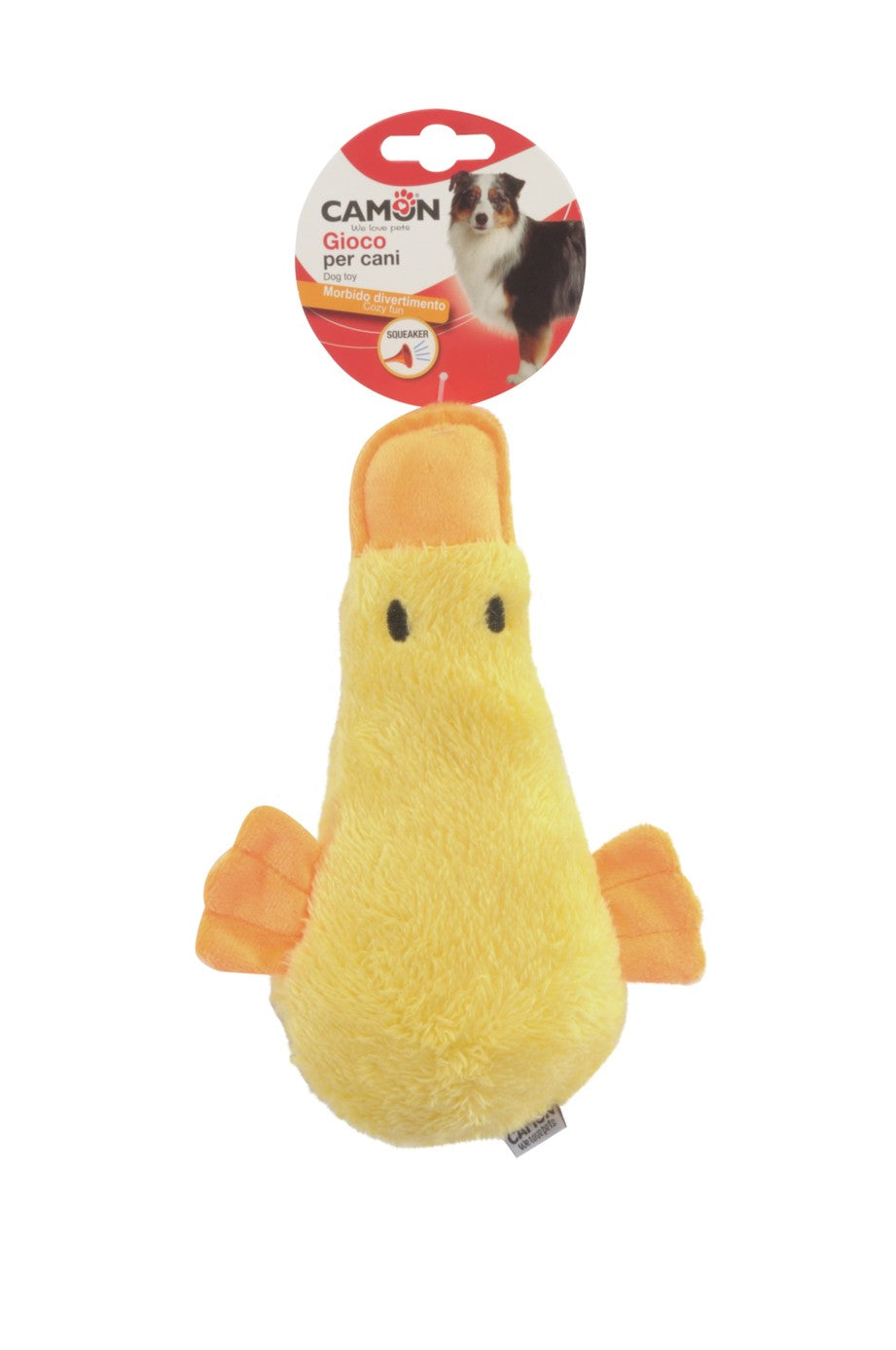 Gioco per cani Camon paperella in poliestere con squeaker 22 cm, colori assortiti
