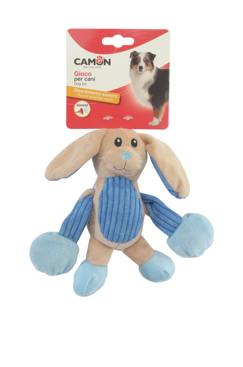 Camon gioco in peluche per cani soggetto coniglio con squeaker interno 28 cm