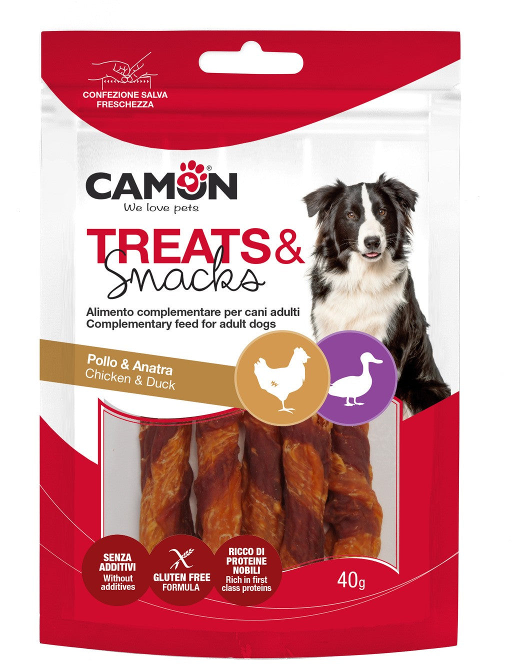 Camon Mini Riccioli di Pollo e Anatra Snack per Cani