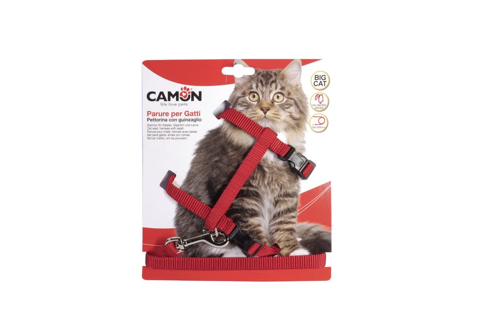 Pettorina con guinzaglio Camon Big Cats in nylon per gatti di grossa taglia