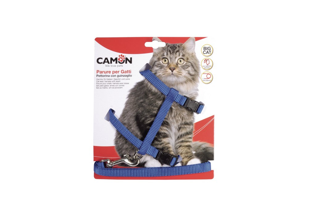 Pettorina con guinzaglio Camon Big Cats in nylon per gatti di grossa taglia
