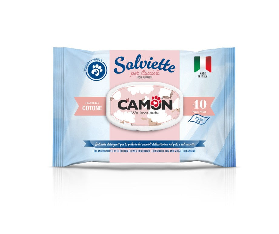 Camon Salviette Detergenti al Profumo di Cotone - Per Cuccioli