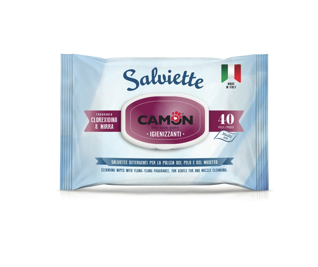 Salviette Camon alla Mirra e Clorexidina 40pz - Igienizzanti e Pulizia Pelo