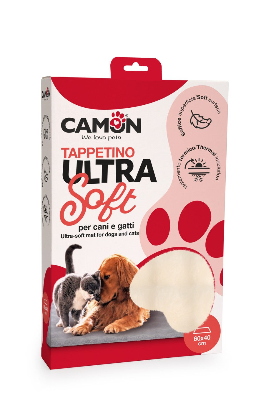 Camon Tappetino ULTRA Soft per Cani e Gatti 60x40 cm – Crema