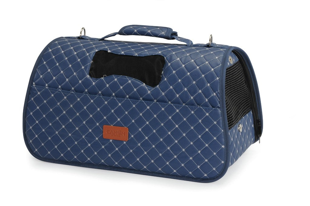 Camon Trasportino per Cani e Gatti Trapuntato Rombo - cm.50X27X27 Blu