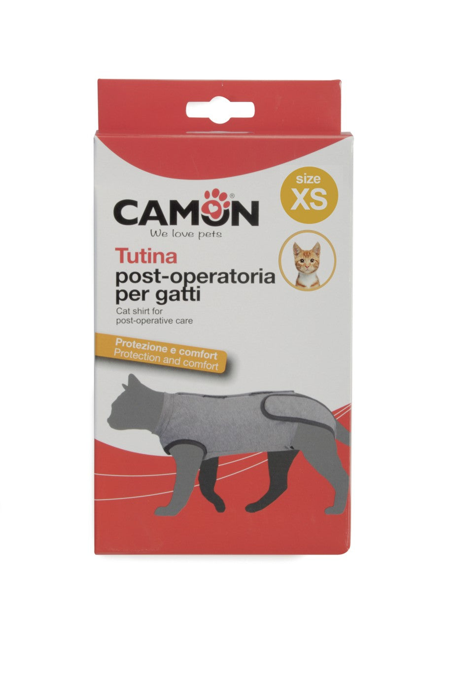 Confezione della tutina post operatoria Camon per gatti taglia M-L 36–42 cm