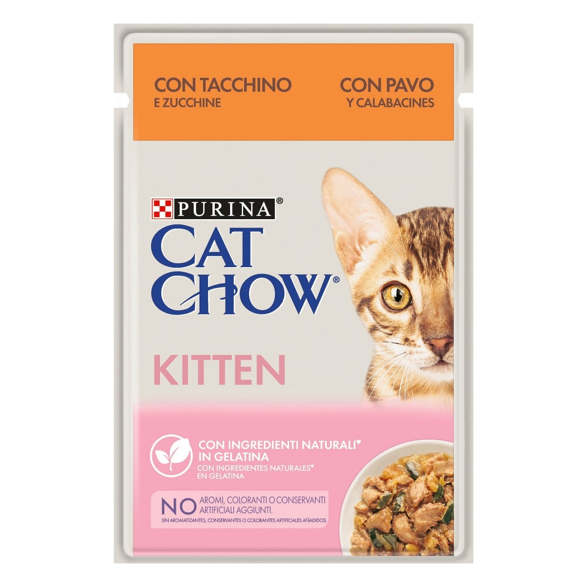 Cat Chow Kitten con Tacchino e Zucchine in Gelatina 85g - Gattino