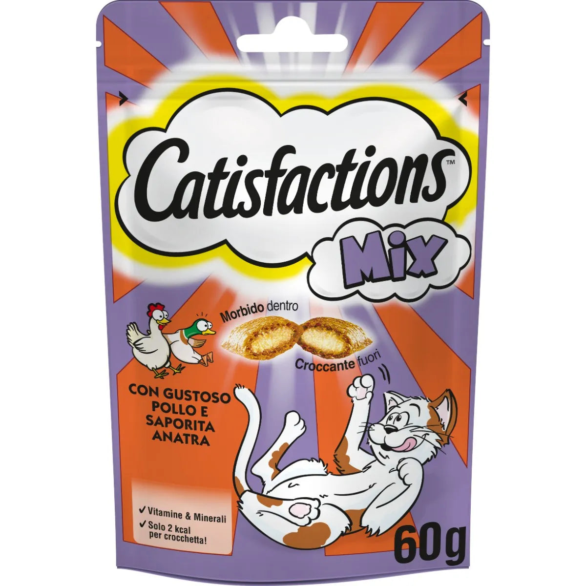 Catisfactions Mix con Pollo e Anatra 60g Snack per Gatti