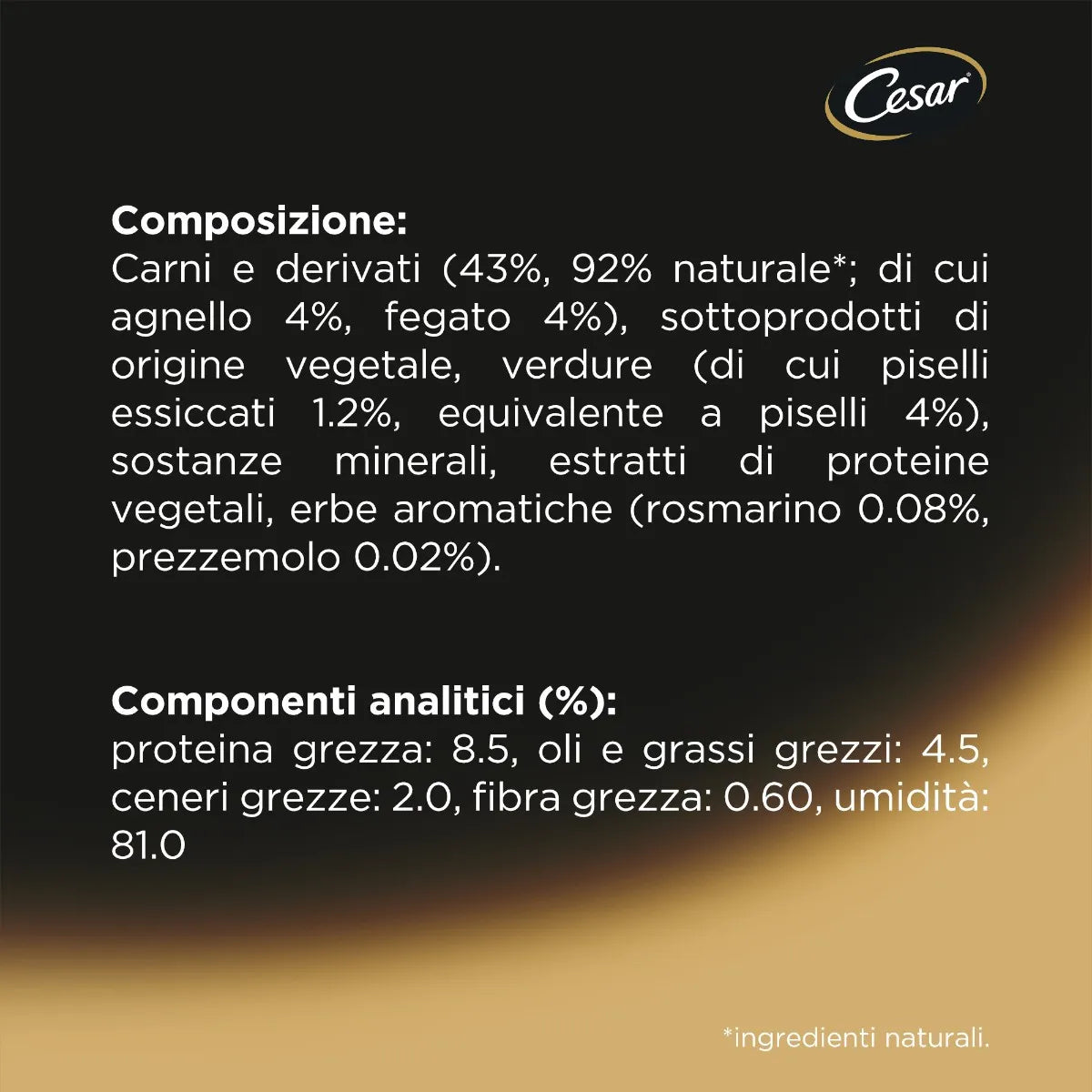 Cesar Ricette Di Campagna Agnello e Piselli 150g - Cibo Umido per Cani