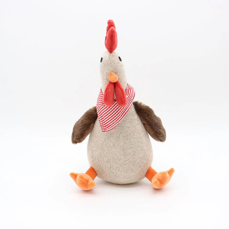 Croci peluche interattivo per cane a forma di gallo 34cm con squeaker interno, ideale per taglie medie