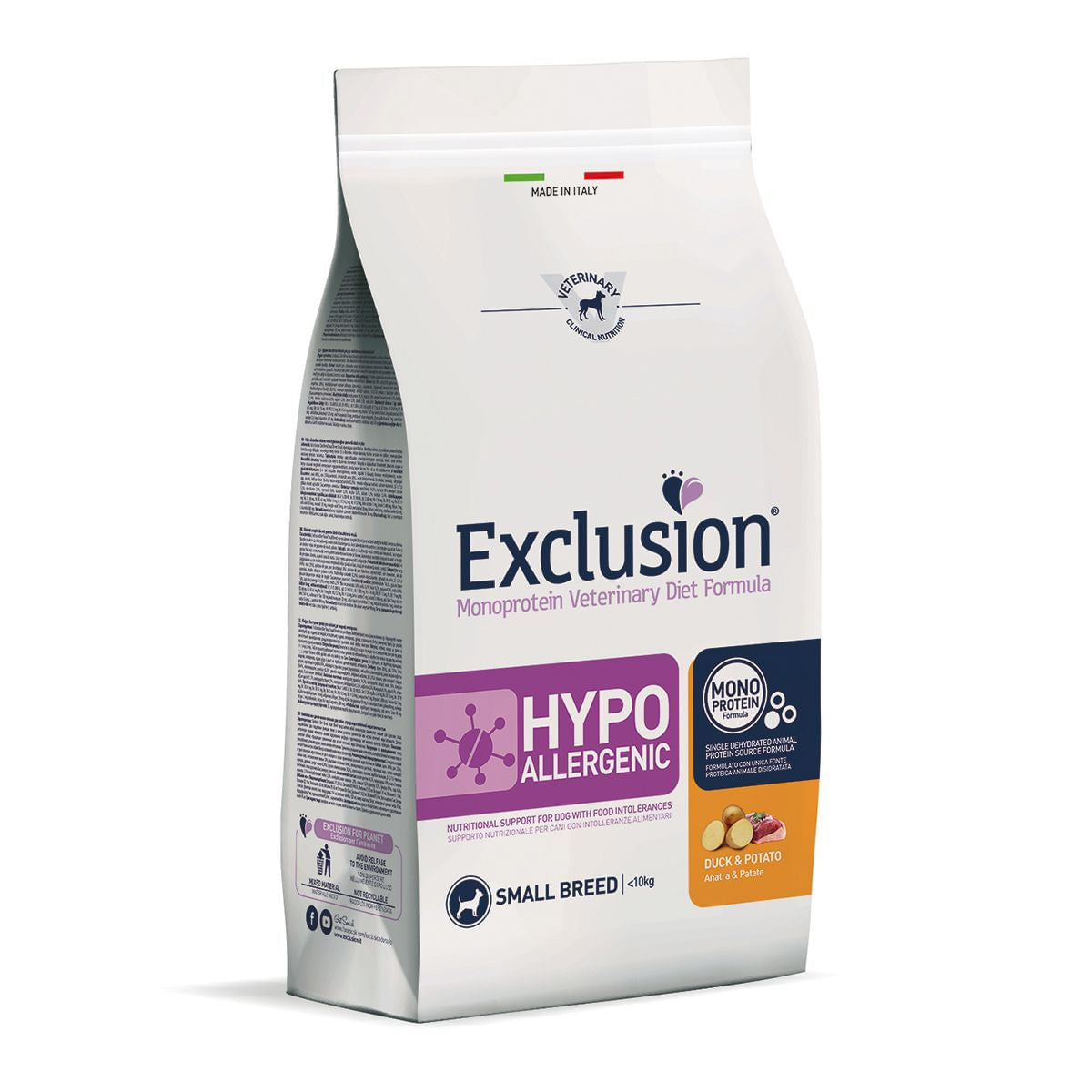 Exclusion Dog Diet Hypoallergenic Small Anatra e Patate Small 2 kg