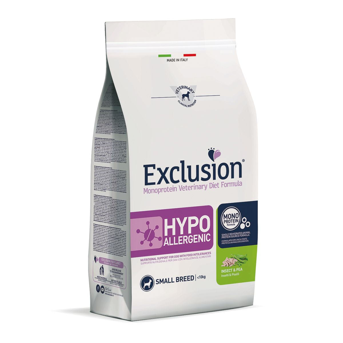 Exclusion Dog Diet Hypoallergenic Small Insetti e Piselli 2 kg