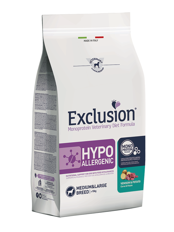 Exclusion Hypoallergenic Medium/Large Breed Cervo e Patate 2Kg - Crocchette per Cani