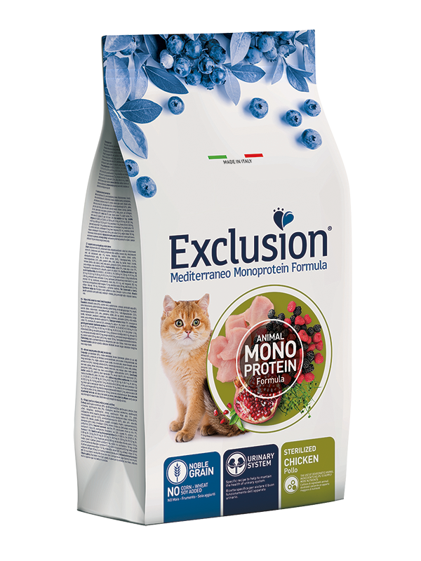 Exclusion Mediterraneo Noble Grain Sterilizzato al Pollo - 1,5kg