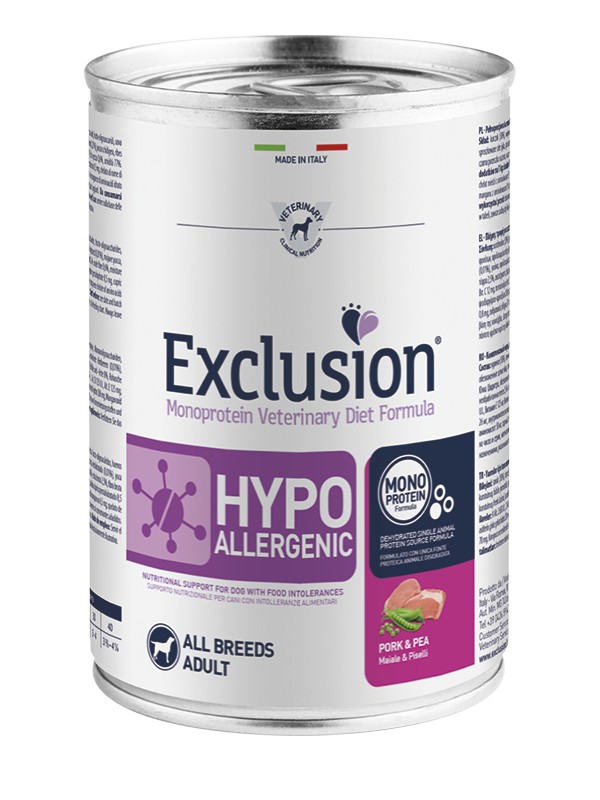 Exclusion Monoprotein Vet Diet Hypoallergenic Maiale & Piselli 400g