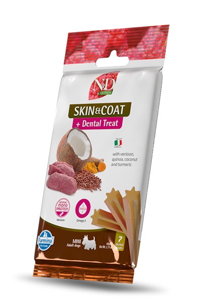 Snack funzionale Farmina N&D Dental Treat Skin & Coat 60 g al cervo per cani adulti mini