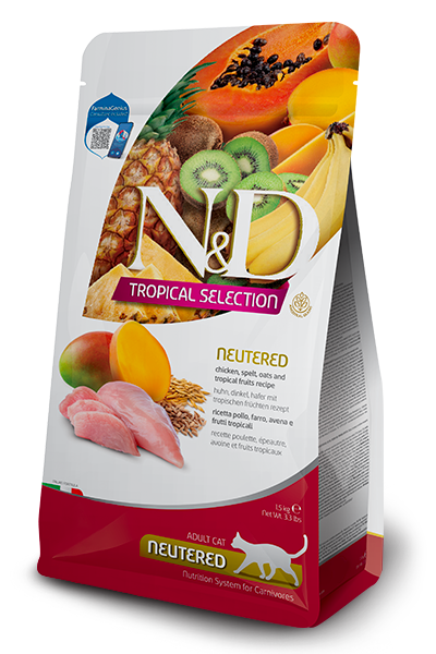 Crocchette Farmina N&D Neutered Feline Pollo e Frutti Tropicali 1,5 kg per gatti adulti sterilizzati
