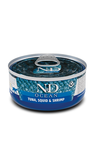 Farmina N&D Ocean Tonno Calamaro Gamberetti 70g Lattina