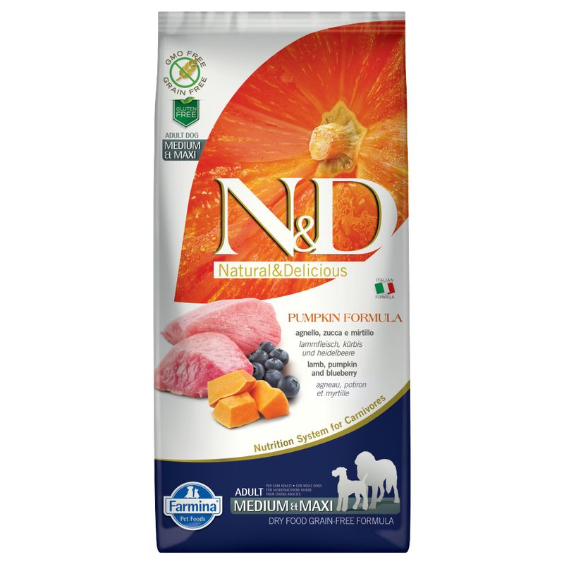 Farmina N&D Pumpkin Grain Free Adult Medium/Maxi Agnello Mirtillo Zucca 12kg