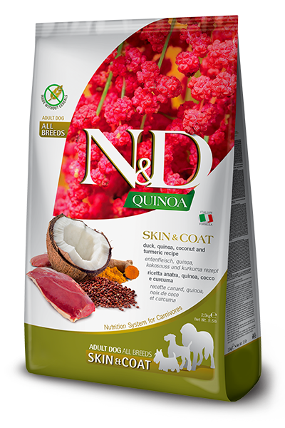 Alimento secco Farmina N&D Quinoa Skin Coat Anatra 7 kg per cani adulti taglia media e grande