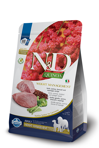 Alimento dietetico Farmina N&D Quinoa Weight Management Agnello 7 kg per cani adulti medium maxi predisposti al sovrappeso