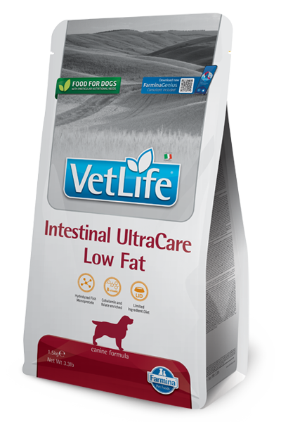 Alimento dietetico Farmina Vet Life Intestinal UltraCare Low Fat 10 kg per cani adulti con disturbi digestivi