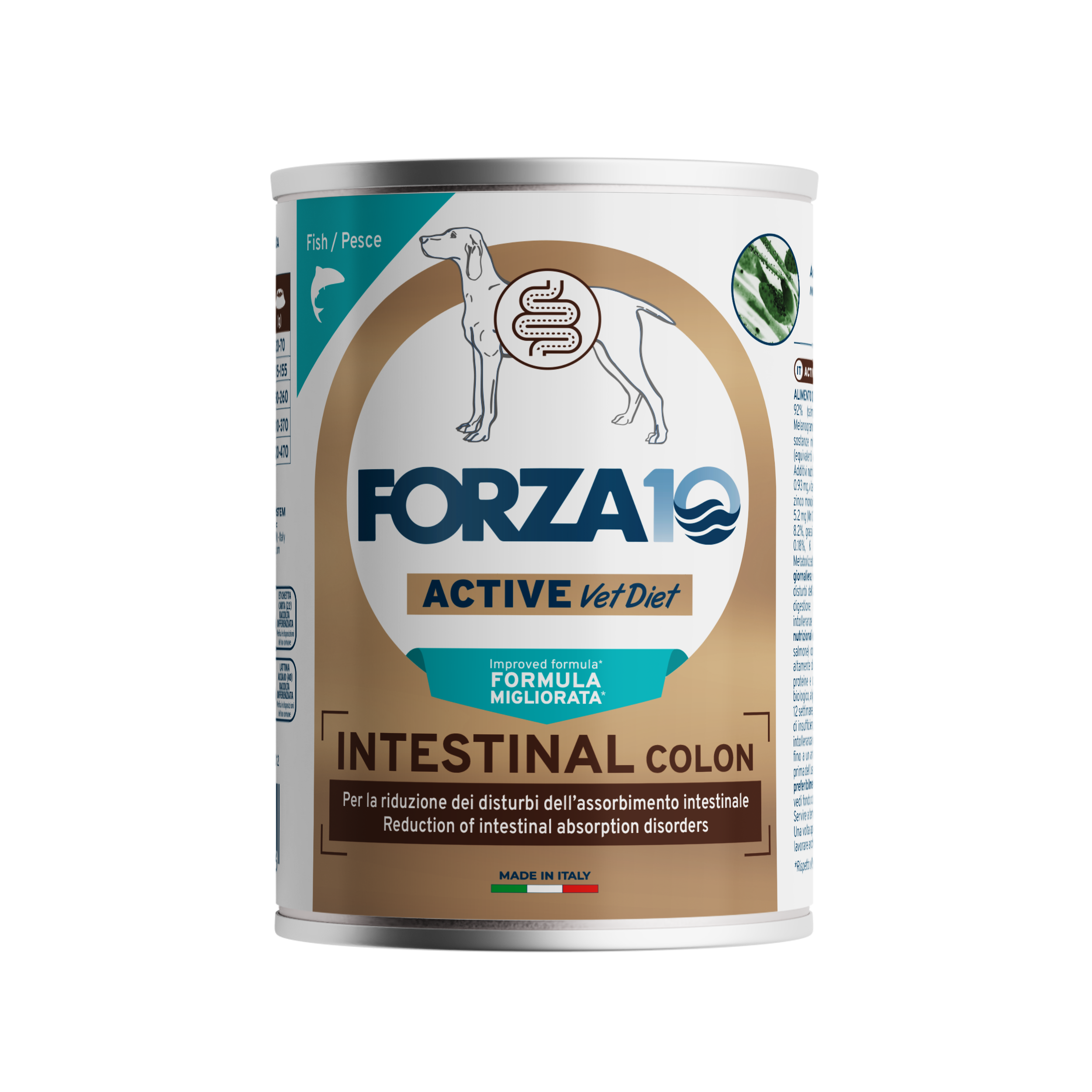Forza10 umido cane intestinale 390g con pesce e alghe, per disturbi da malassorbimento intestinale