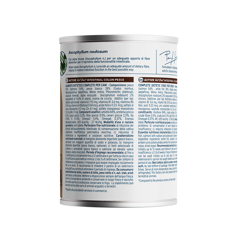 Forza10 umido cane intestinale 390g con pesce e alghe, per disturbi da malassorbimento intestinale