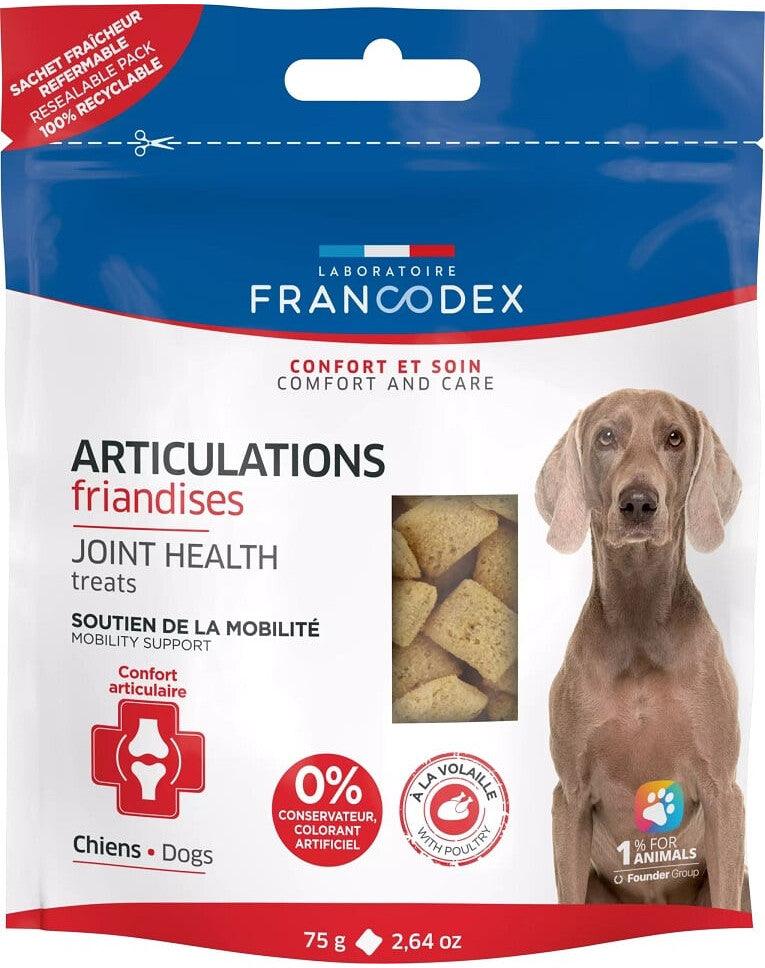 Snack Francodex Articolazioni 75 g per cani, con glucosamina, condroitina e omega 3 per la salute articolare