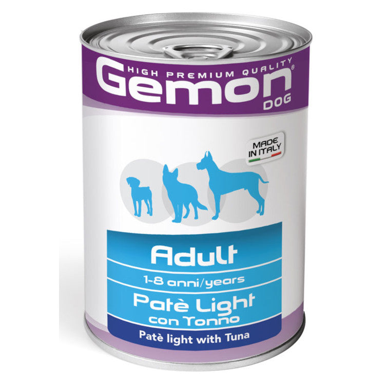 Gemon Adult Paté Light con Tonno 400gr - Alimento Completo per Cani Adulti