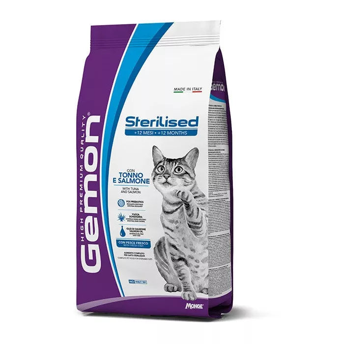 Gemon Sterilised Tonno/Salmone 7kg Crocchette per Gatti Sterilizzati