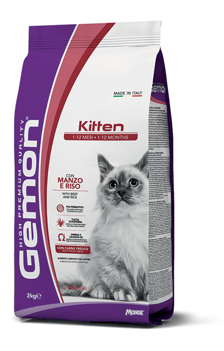 Gemon Gatto Kitten con Manzo e Riso 2kg