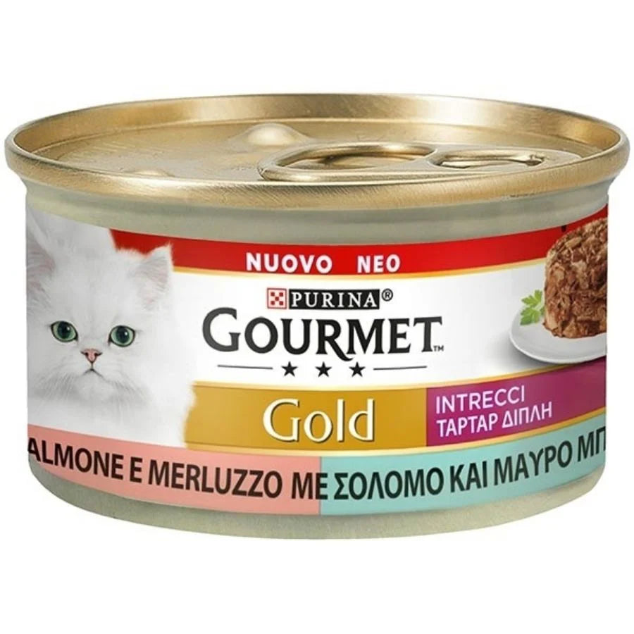 GOURMET Gold Intrecci Salmone e Merluzzo 85g Lattina