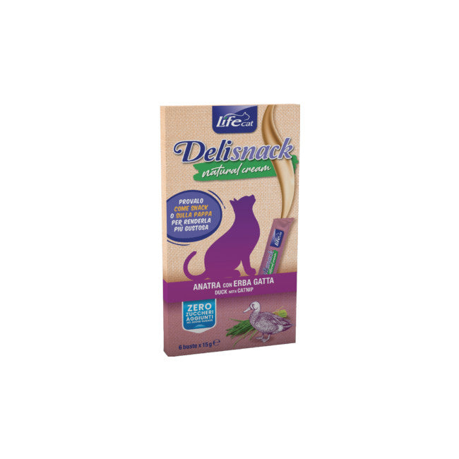 Life Deli Snack Natural Cream Anatra con Erba Gatta 6x15 Gr