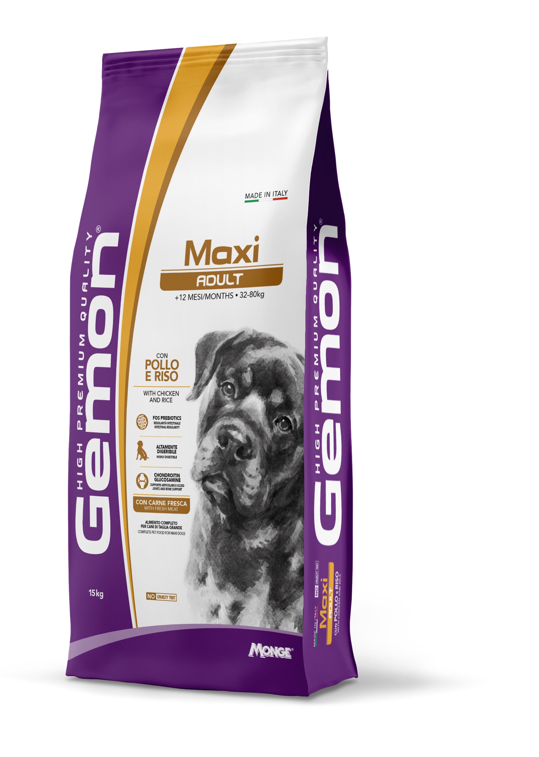 Monge Gemon Adult Maxi Pollo e Riso 15kg - Cibo per Cani